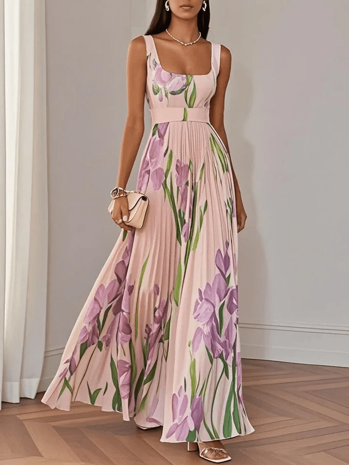 Floral Pleated Maxi Dress – Adeline by Maravesse (7)