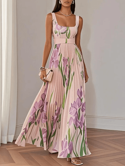 Floral Pleated Maxi Dress – Adeline by Maravesse (7)