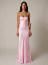 Liv | Satin Pearl Maxi Dress for Date Night