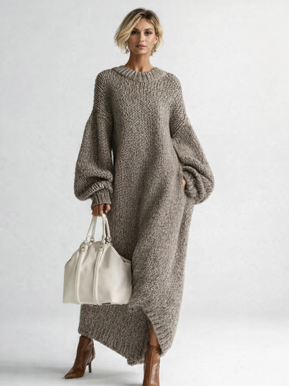 Knit Chunky Maxi Dress in Grey – Signe by Maravesse