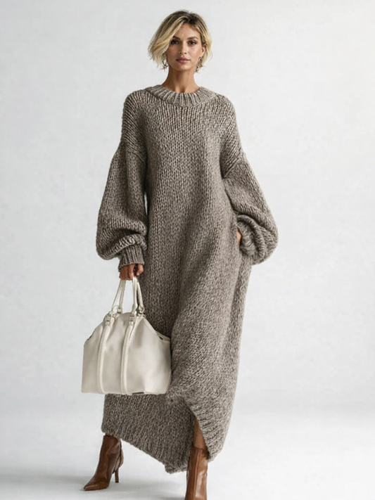 Knit Chunky Maxi Dress in Grey – Signe by Maravesse