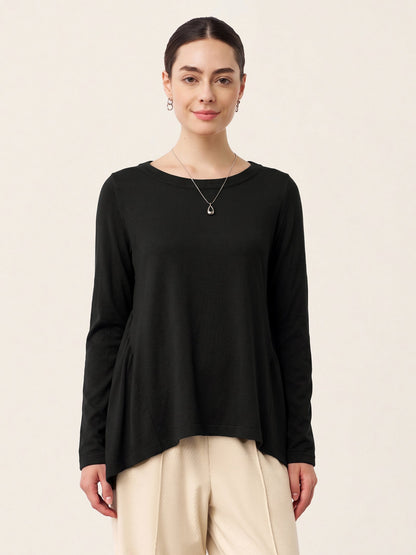 Wool Ruched Top in Charcoal Black – Juliette by Maravesse