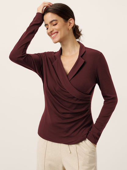 Wool Ruched Top in Ruby – Sienna by Maravesse
