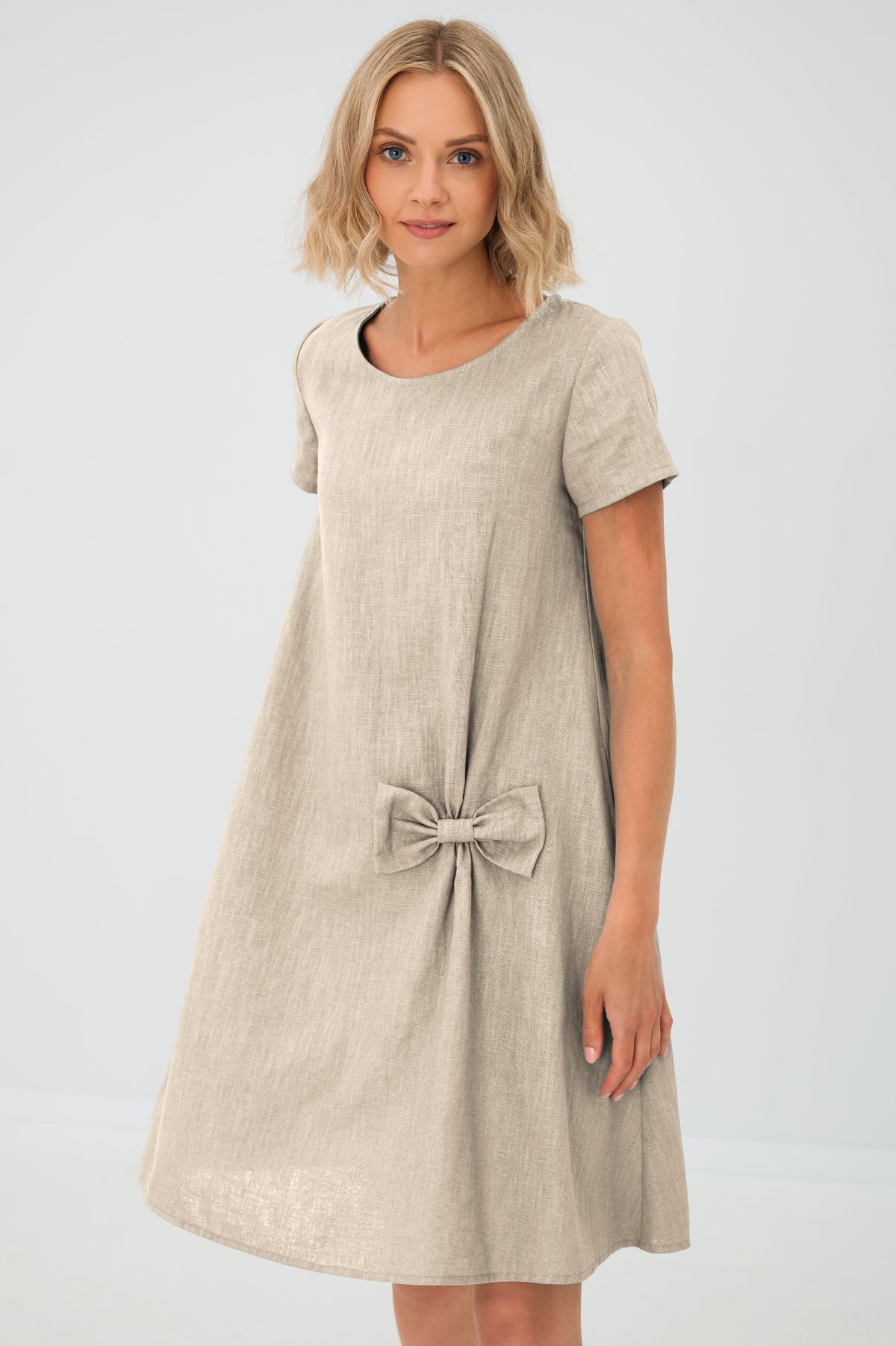 Linen Midi Dress in Beige – Juliette by Maravesse
