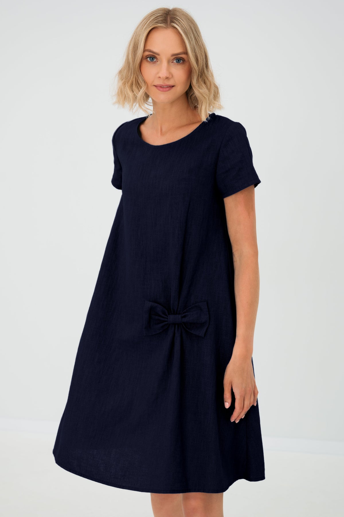 Linen Midi Dress in Deep blue – Juliette by Maravesse