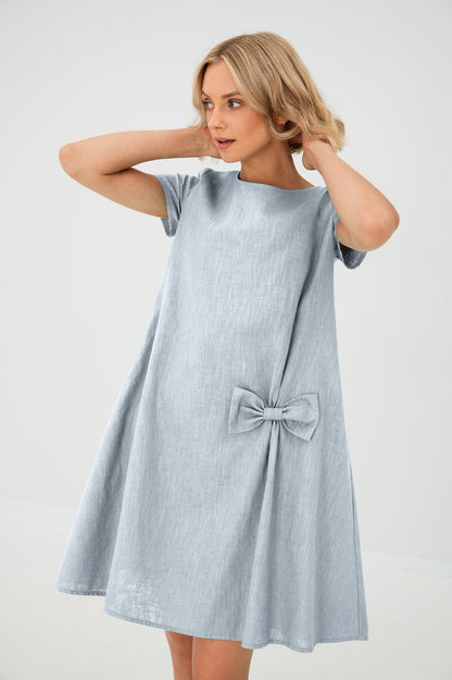 Linen Midi Dress in Light blue – Juliette by Maravesse