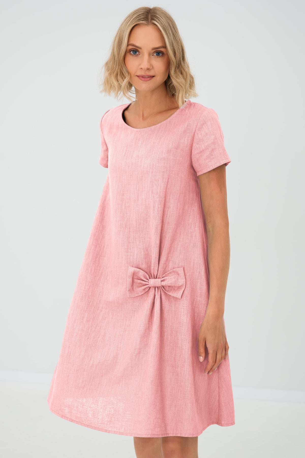 Linen Midi Dress in Pink – Juliette by Maravesse