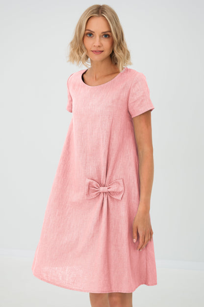 Linen Midi Dress in Pink – Juliette by Maravesse