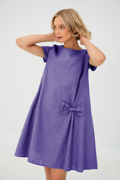 Linen Midi Dress in Purple – Juliette by Maravesse