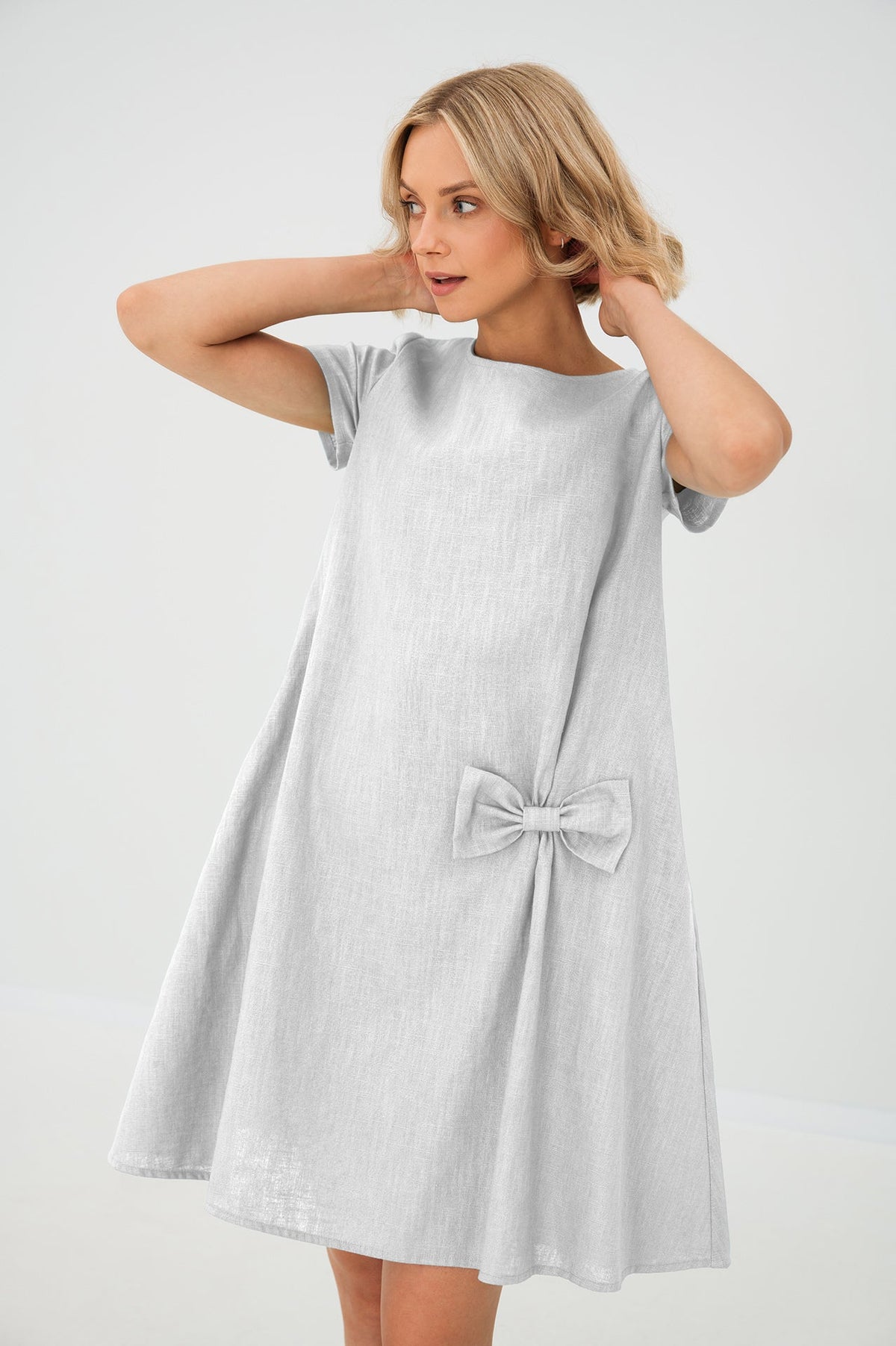 Linen Midi Dress in White – Juliette by Maravesse