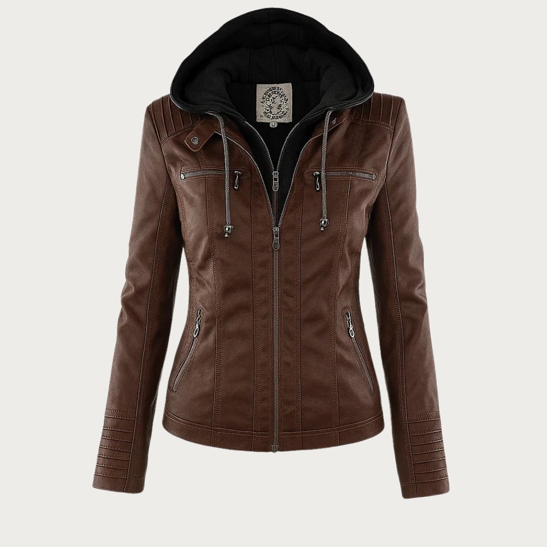 Leather Jacket in Dark Brown – Evangeline by Maravesse