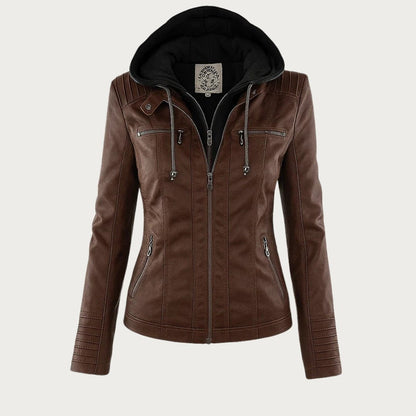 Leather Jacket in Dark Brown – Evangeline by Maravesse