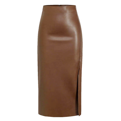 Leather Skirt in Brown – Ottilie by Maravesse