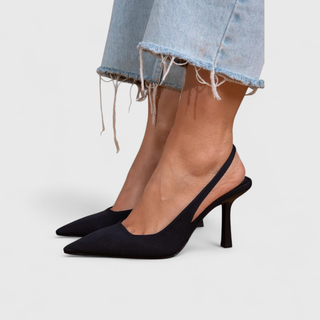 Leather Slingback Heels in Black – Augusta by Maravesse