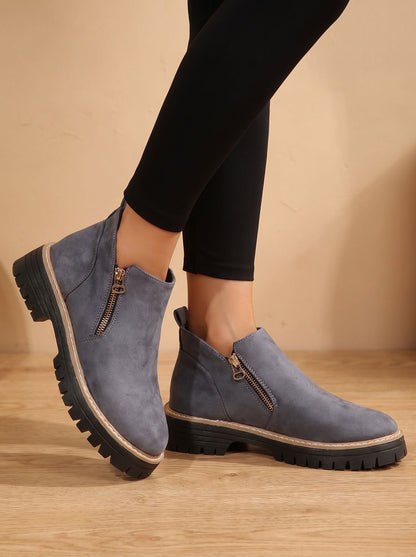 Chunky Leopard Boots in Blue – Mirabel by Maravesse