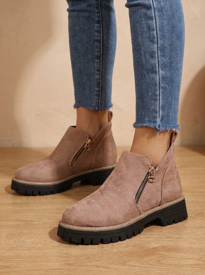 Chunky Leopard Boots in Apricot – Mirabel by Maravesse