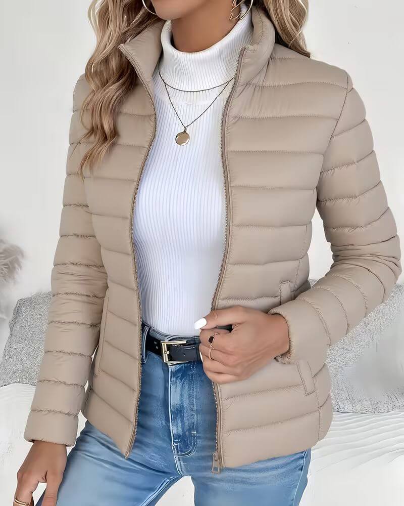 Puffer Jacket in Beige – Marguerite by Maravesse