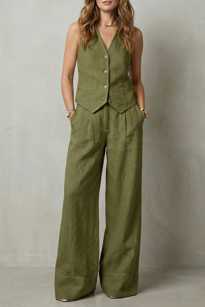 Linen Set in Green – Rosa by Maravesse