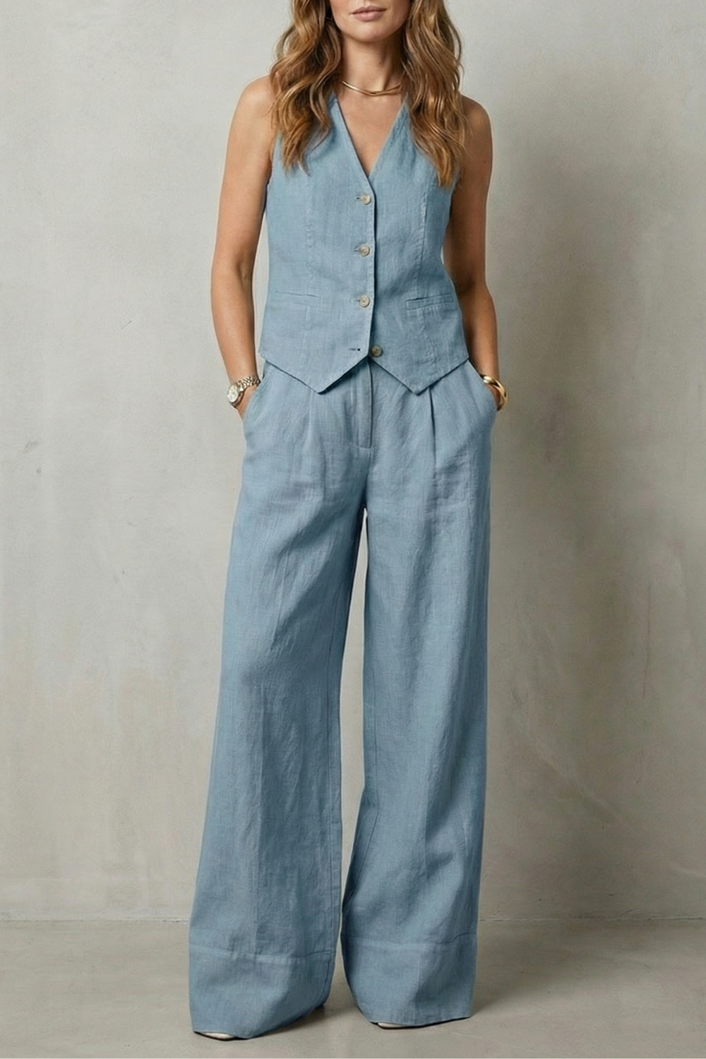 Linen Set in Blue – Rosa by Maravesse
