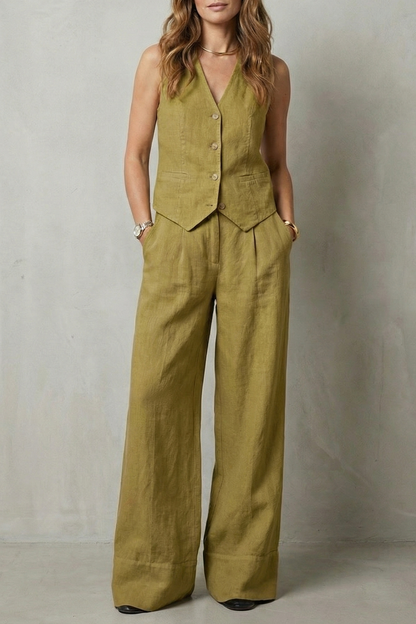 Linen Set in Olive – Rosa by Maravesse