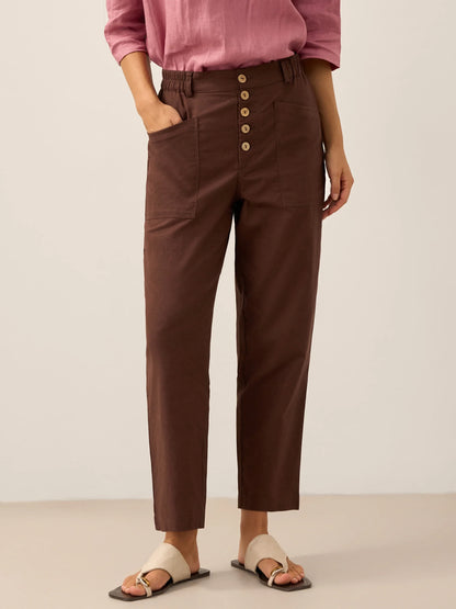 Linen Trousers in Espresso – Seraphina by Maravesse