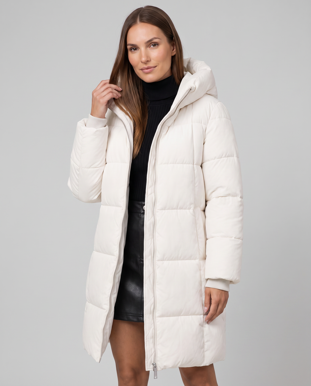 Quilted Puffer Jacket in White – Louisa by Maravesse