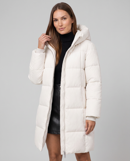 Quilted Puffer Jacket in White – Louisa by Maravesse