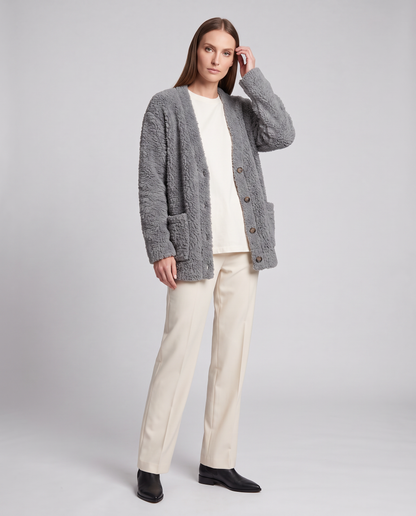Teddy Relaxed Cardigan in Grey – Mirabel by Maravesse