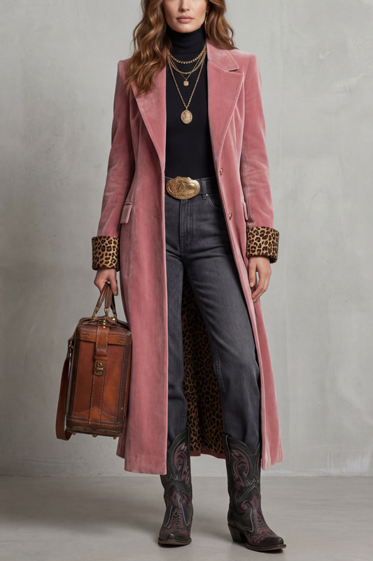 Velvet Leopard Coat in Pink – Aurelia by Maravesse