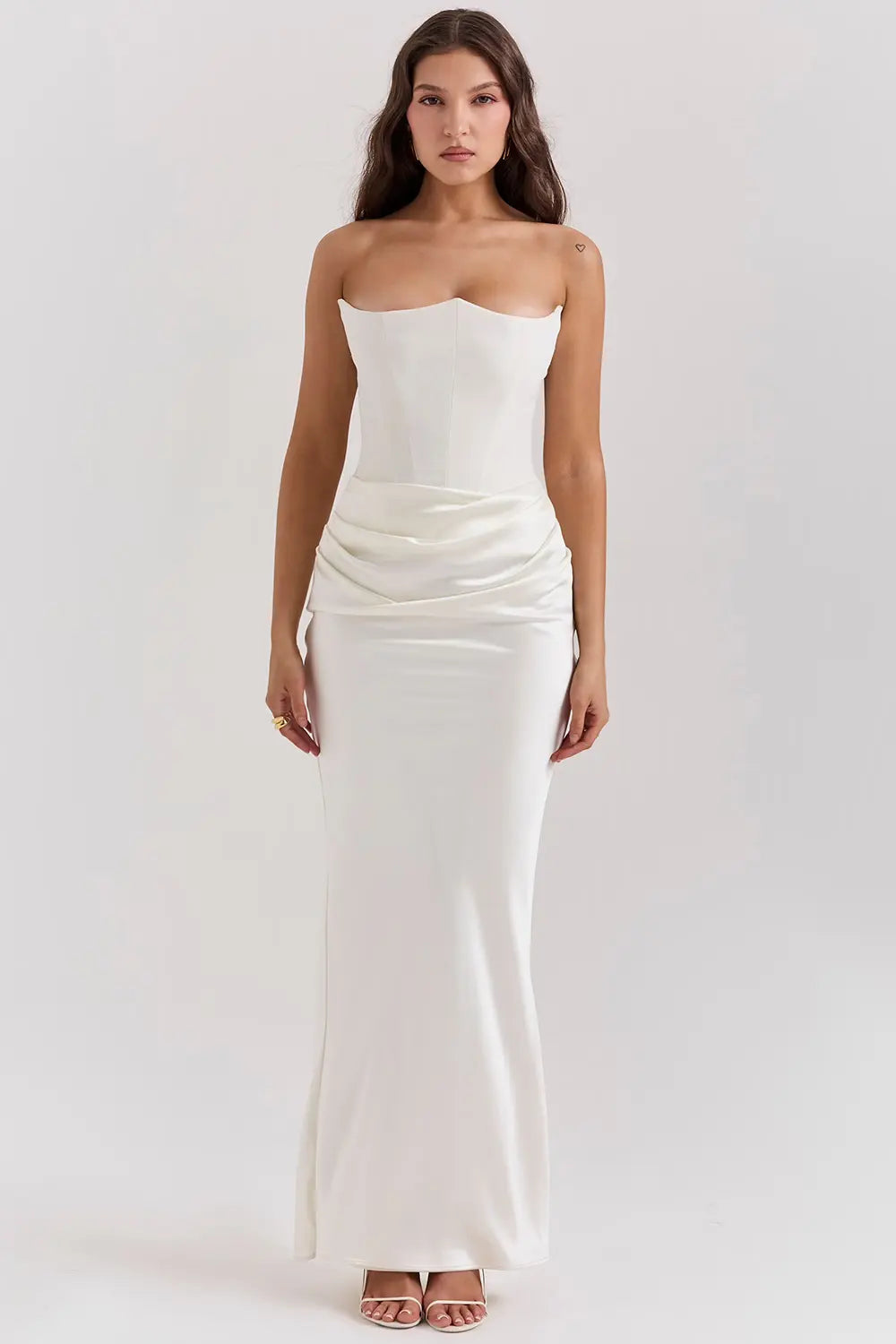 Corset Maxi Dress in White – Olympe by Maravesse