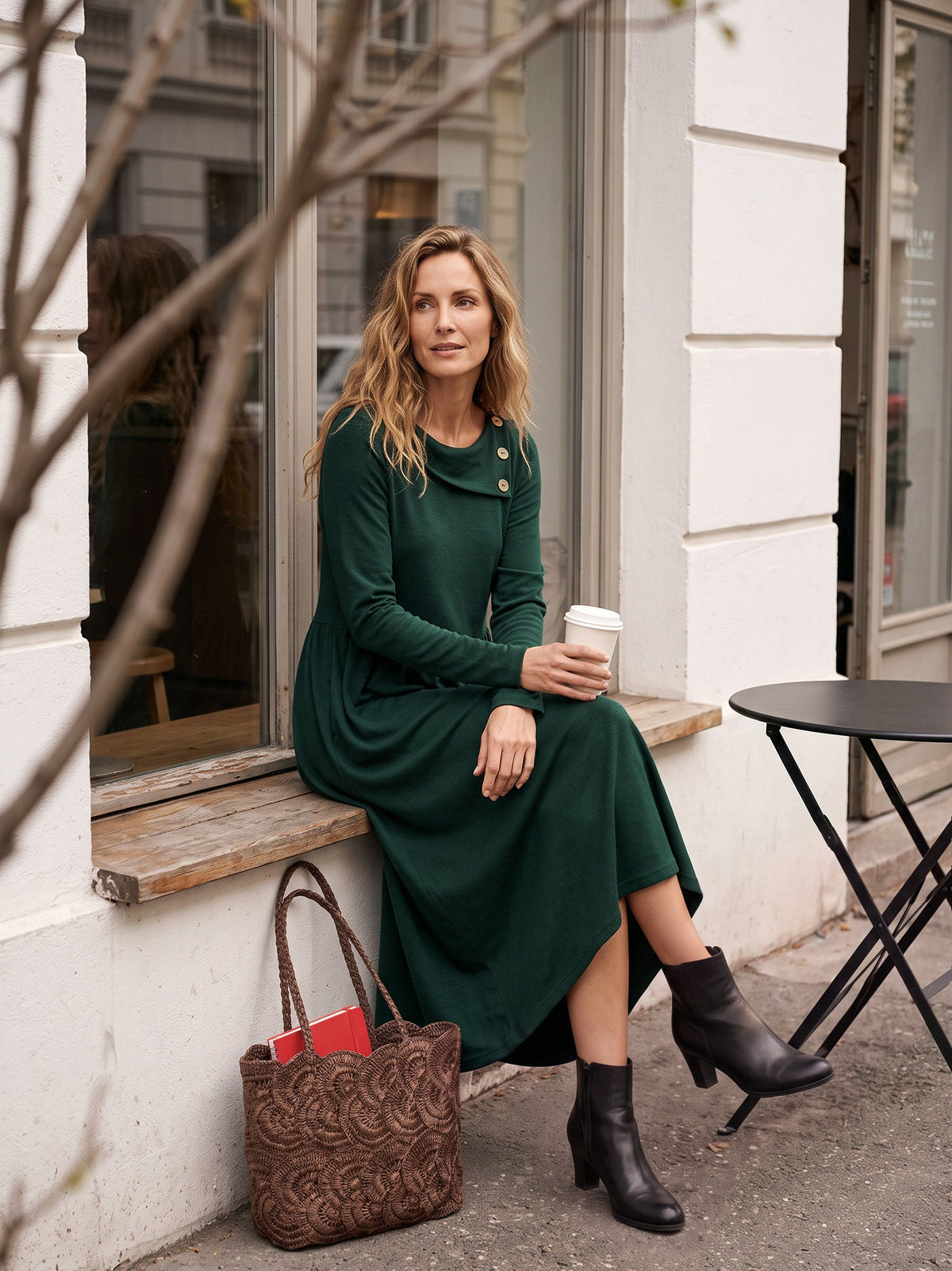 Pleated Wool Midi Dress – Celestine by Maravesse (3)