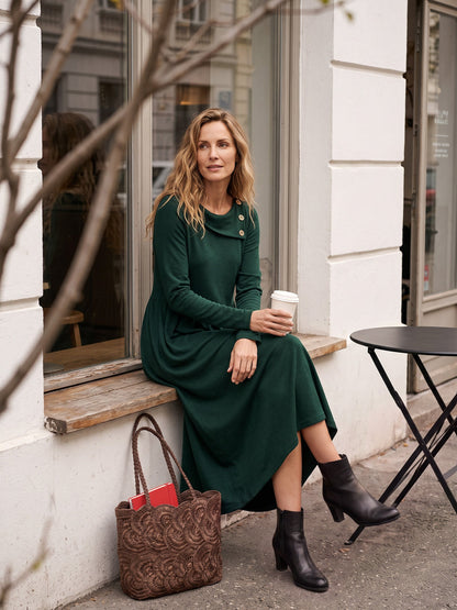 Pleated Wool Midi Dress – Celestine by Maravesse (3)