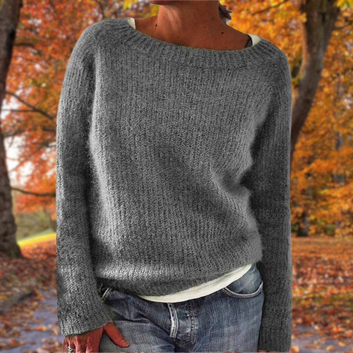 Cable Knit Wool Jumper in Grey – Camille by Maravesse