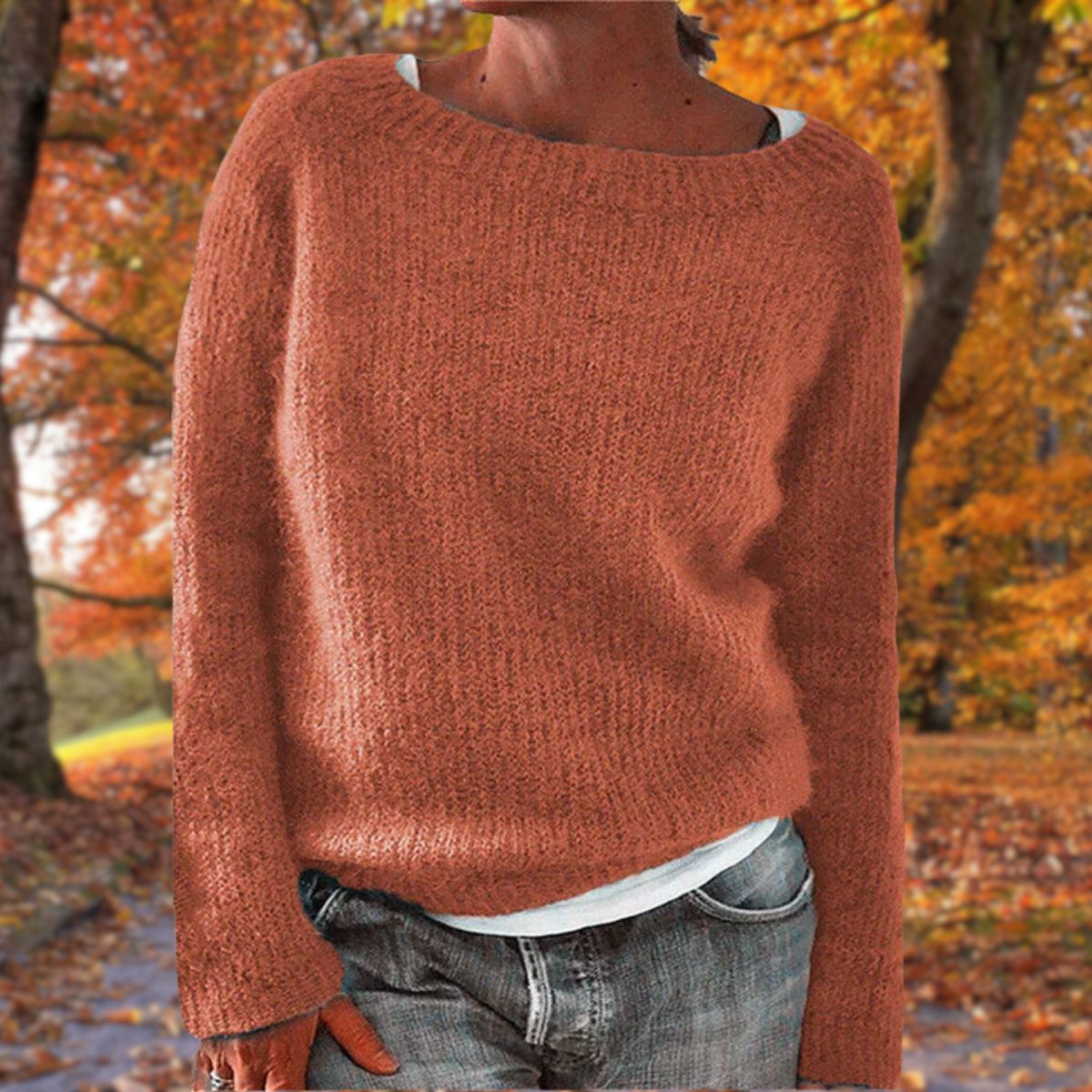 Cable Knit Wool Jumper in Orange – Camille by Maravesse