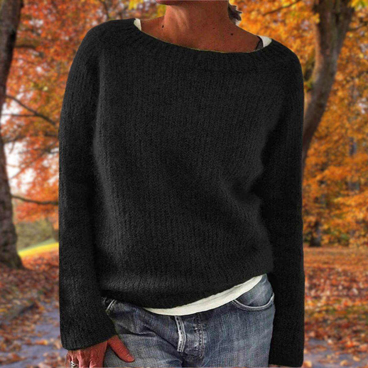 Cable Knit Wool Jumper in Black – Camille by Maravesse