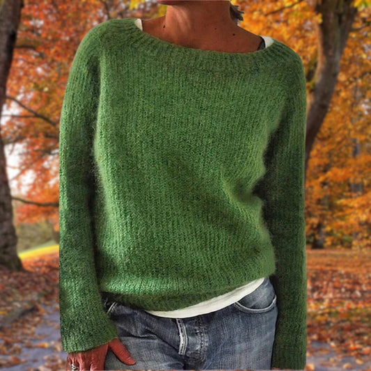Cable Knit Wool Jumper in Green – Camille by Maravesse