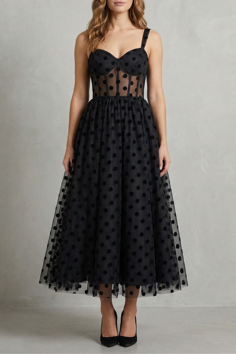 Corset Tulle Midi Dress in Black – Dorthe by Maravesse