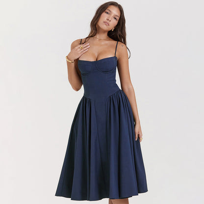 Corset Midi Dress in Blue – Saar by Maravesse