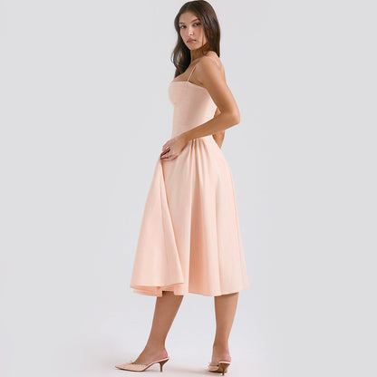 Corset Midi Dress in Apricot – Saar by Maravesse