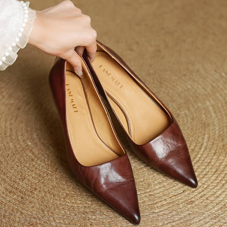 Kitten Heel Heels in Brown – Josephine by Maravesse