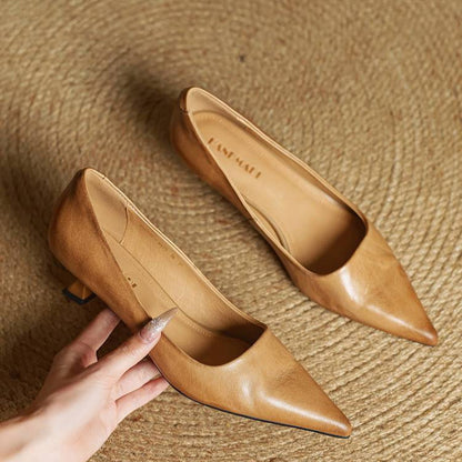 Kitten Heel Heels in Yellow – Josephine by Maravesse