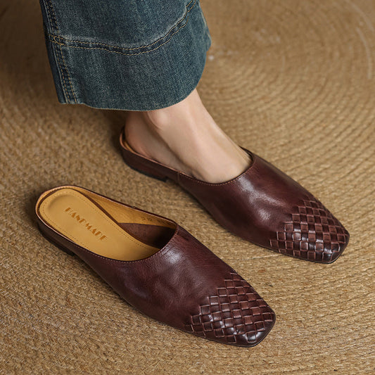Timeless Leather Mules in Brown – Giselle by Maravesse