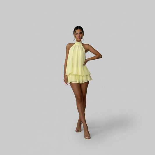 Polka Mini Dress in Yellow – Matilda by Maravesse