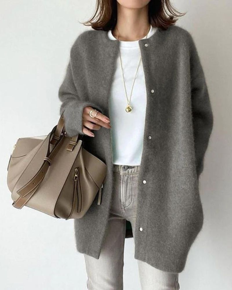 Oversized Cardigan in Grey – Romy by Maravesse