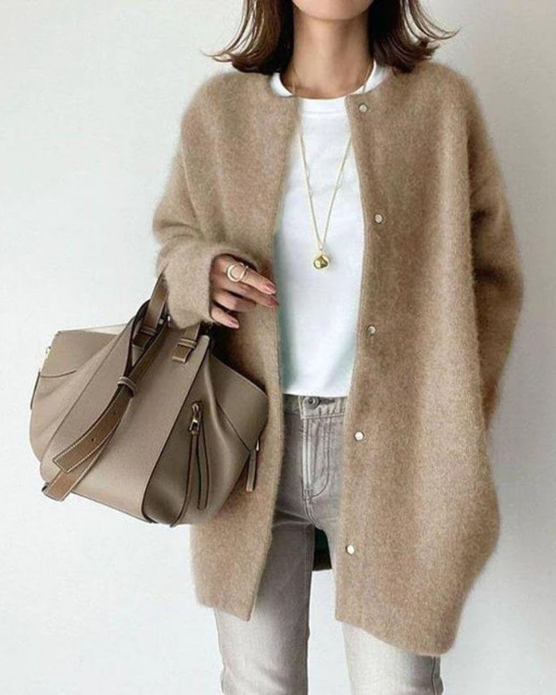 Oversized Cardigan in Beige – Romy by Maravesse