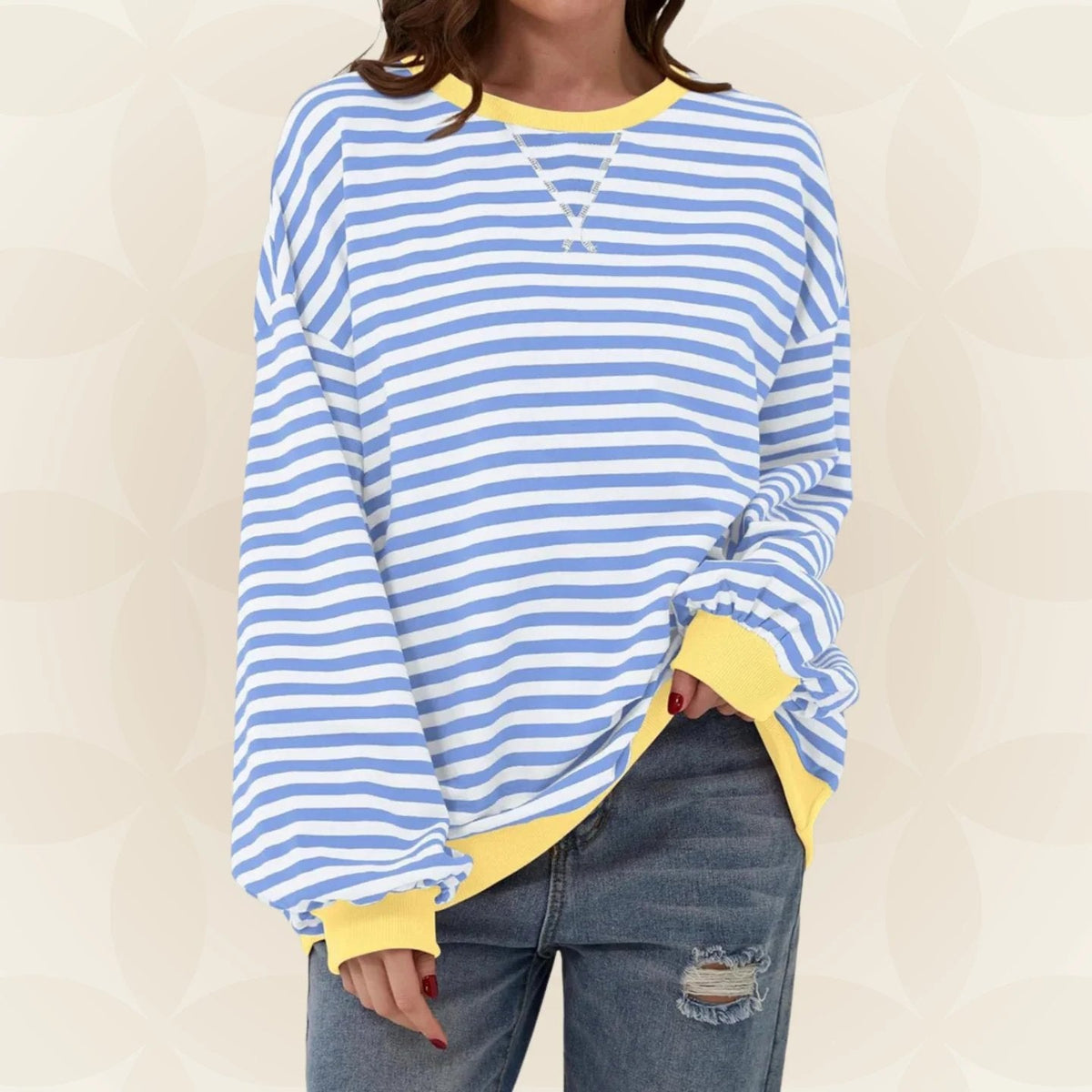 Striped Oversized Sweatshirt in Light Blue – Theodora by Maravesse