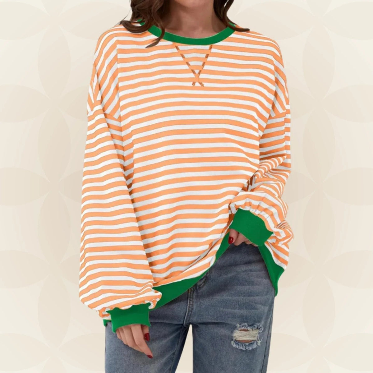 Striped Oversized Sweatshirt in Orange – Theodora by Maravesse
