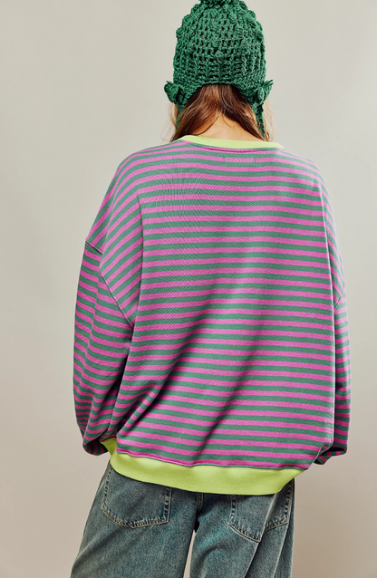 Striped Oversized Sweatshirt – Rosa by Maravesse (2)