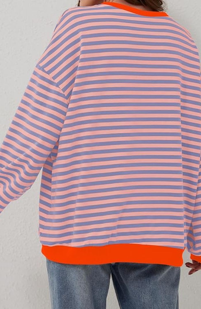 Striped Oversized Sweatshirt – Rosa by Maravesse (6)