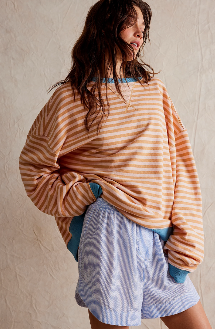 Striped Oversized Sweatshirt in Orange Stripes – Rosa by Maravesse